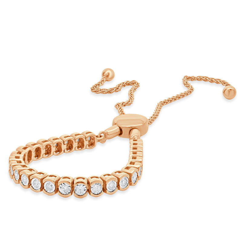 10 Karat Rose Gold Diamond Bolo Bracelet