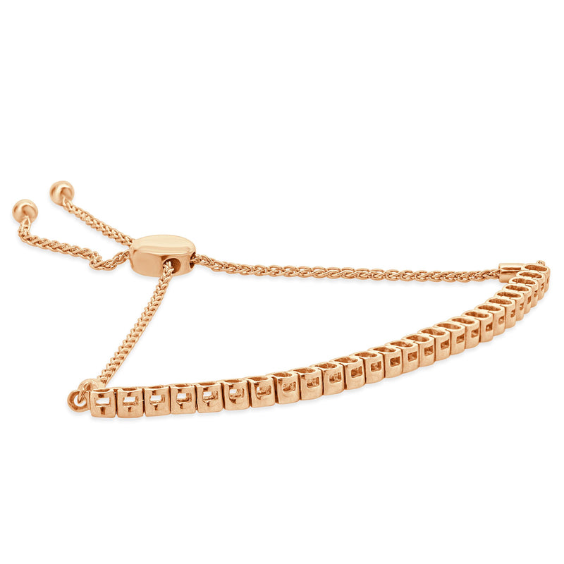 10 Karat Rose Gold Diamond Bolo Bracelet
