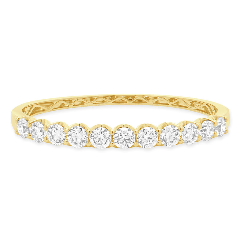 18K Yellow Gold Round Brilliant Cut Diamond Bangle Bracelet