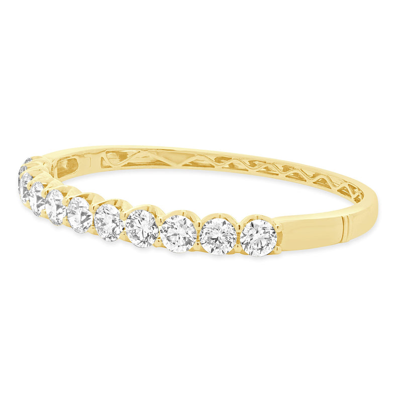 18K Yellow Gold Round Brilliant Cut Diamond Bangle Bracelet