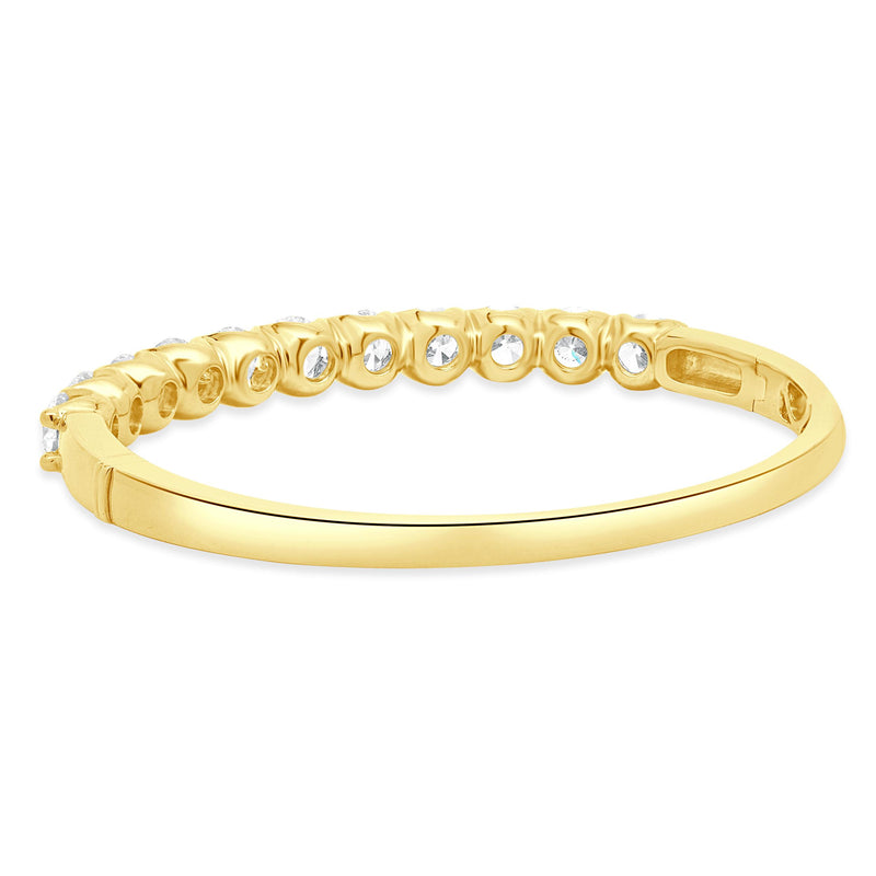 18K Yellow Gold Round Brilliant Cut Diamond Bangle Bracelet