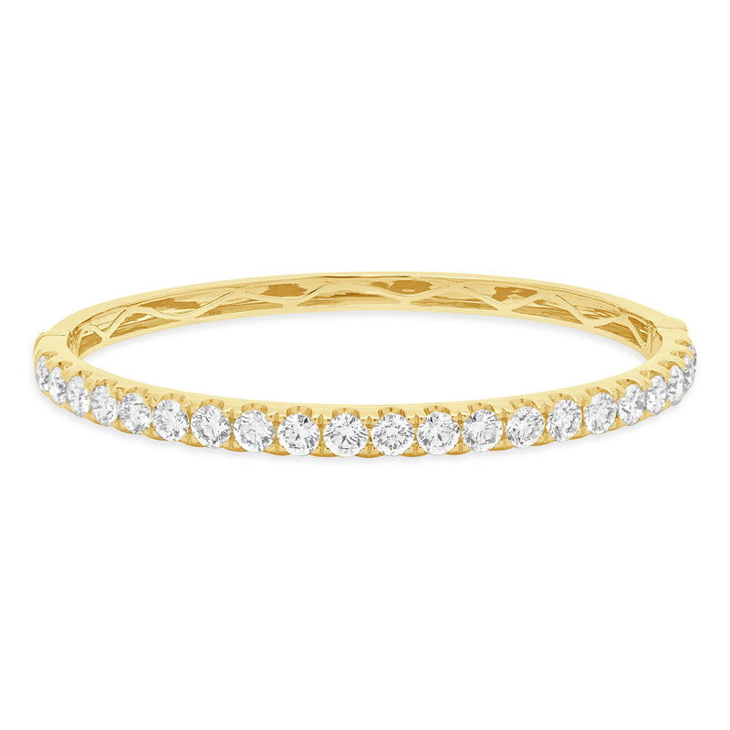18K Yellow Gold Round Brilliant Cut Diamond Bangle Bracelet