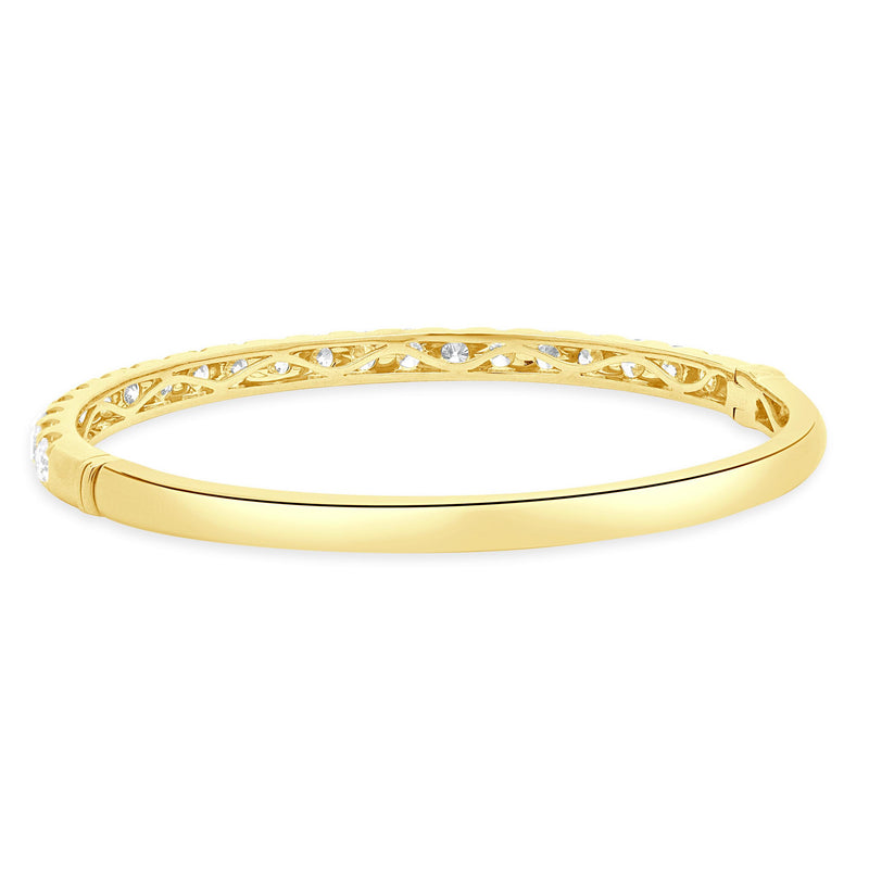 18K Yellow Gold Round Brilliant Cut Diamond Bangle Bracelet