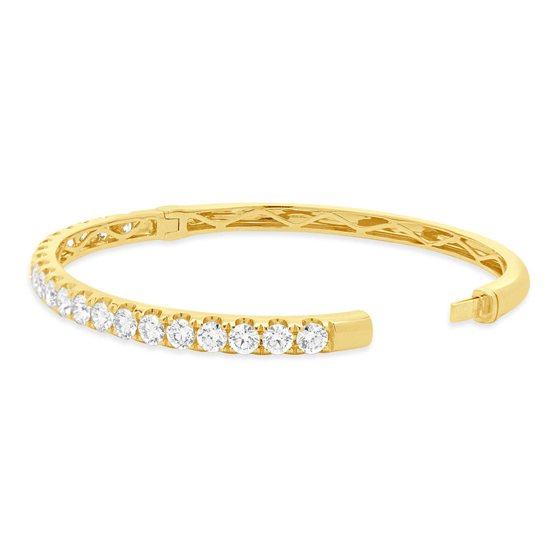 18K Yellow Gold Round Brilliant Cut Diamond Bangle Bracelet