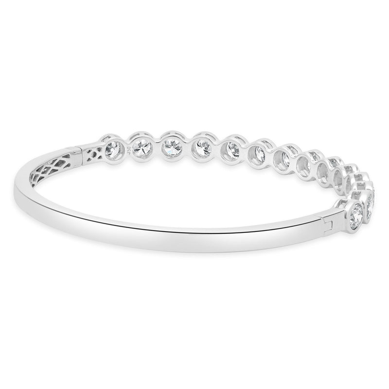 18 Karat White Gold Bezel Set Diamond Bangle Bracelet