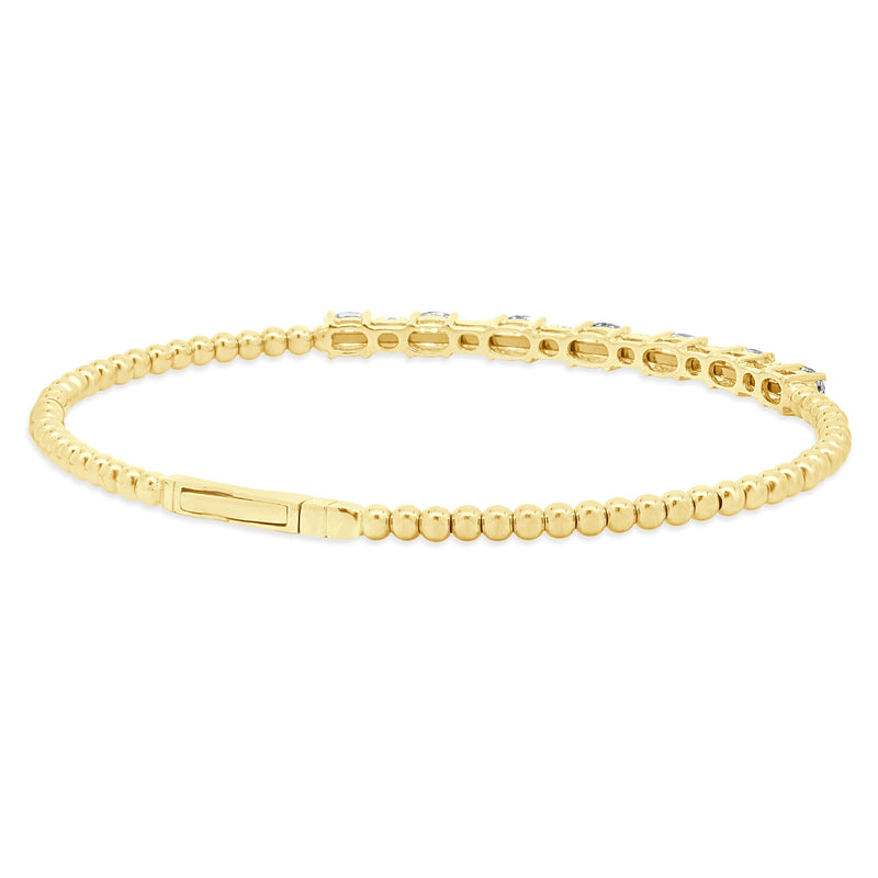 18K Yellow Gold Oval Round Cut Alternating Diamond Flex Brace