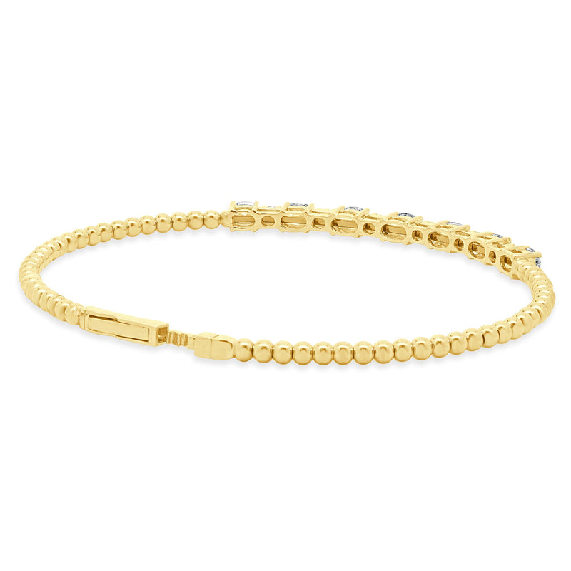 18K Yellow Gold Oval Round Cut Alternating Diamond Flex Brace