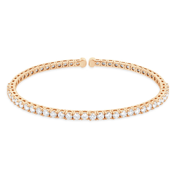 14 Karat Rose Gold Diamond Flex Cuff Bracelet
