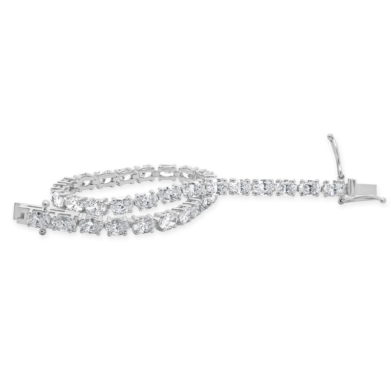 14 Karat White Gold Oval Cut Diamond Tennis Bracelet
