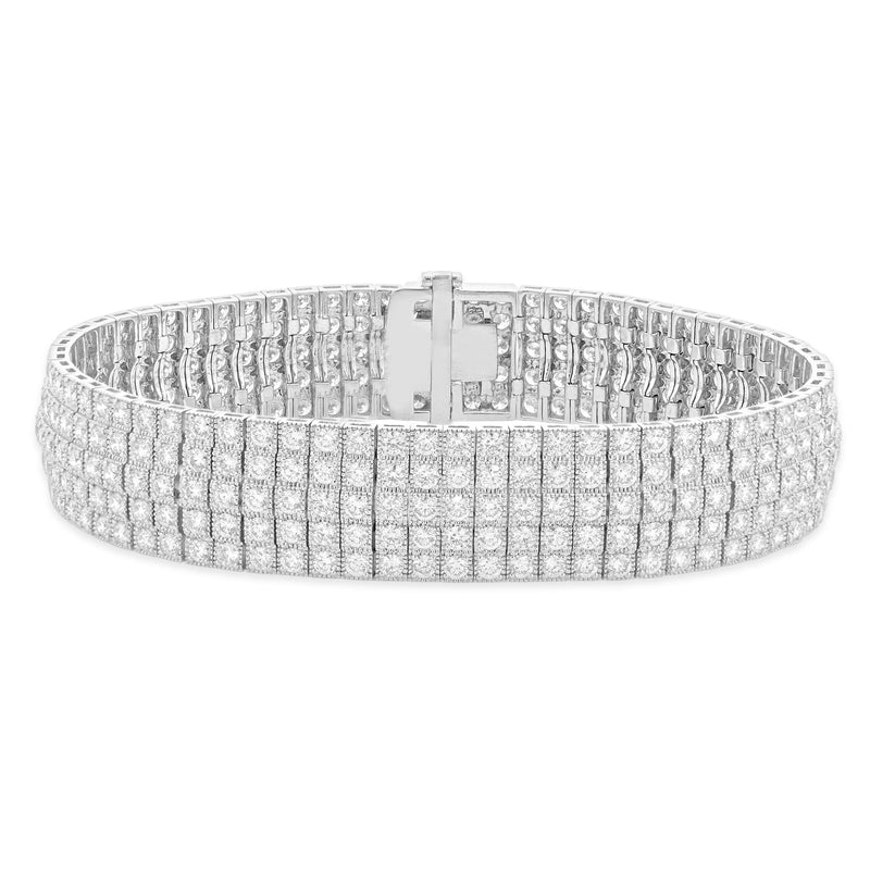 18 Karat White Gold Five Row Diamond Bracelet