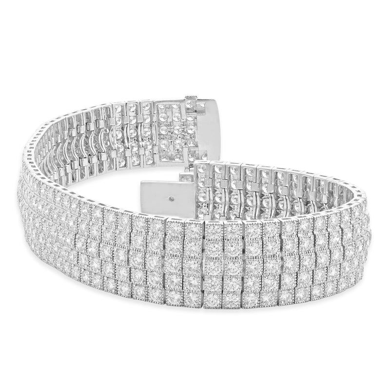 18 Karat White Gold Five Row Diamond Bracelet