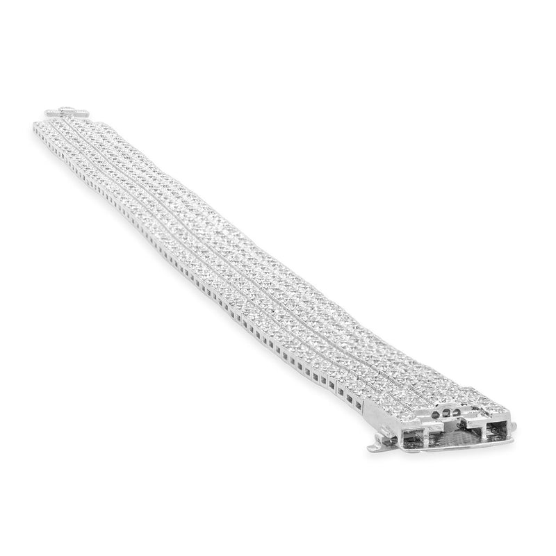 18 Karat White Gold Five Row Diamond Bracelet