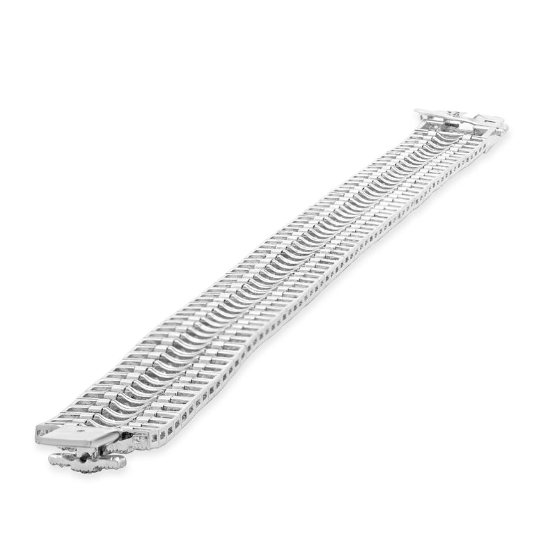 18 Karat White Gold Five Row Diamond Bracelet