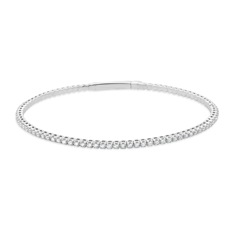 14 Karat White Gold Diamond Flex Bangle Bracelet
