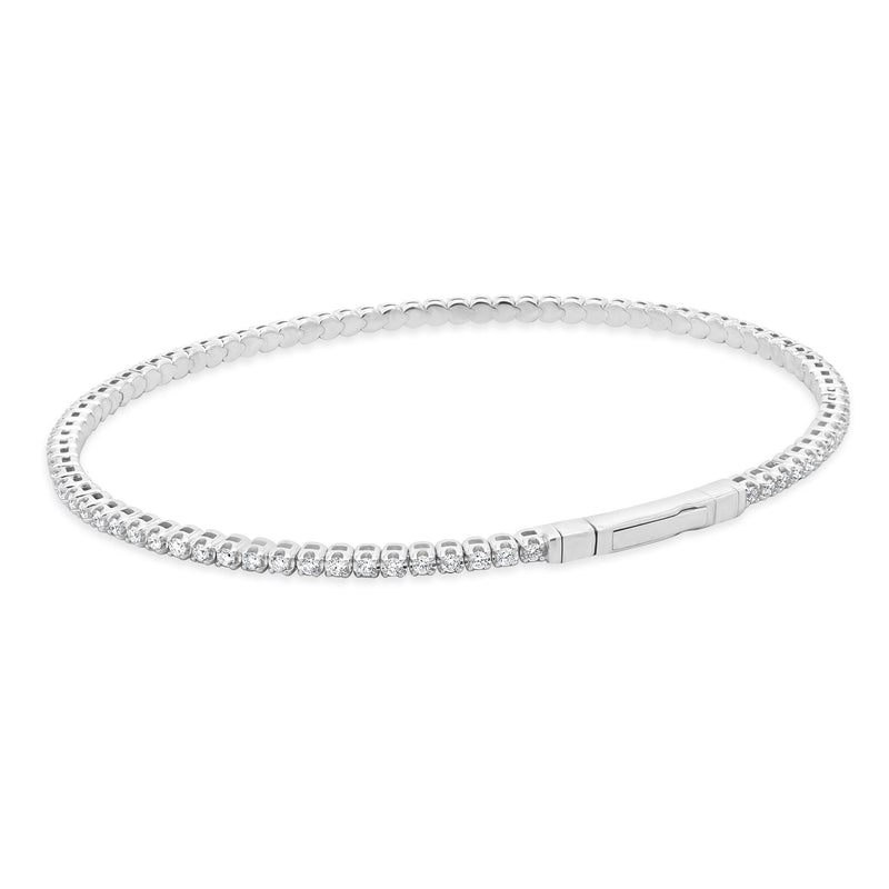 14 Karat White Gold Diamond Flex Bangle Bracelet