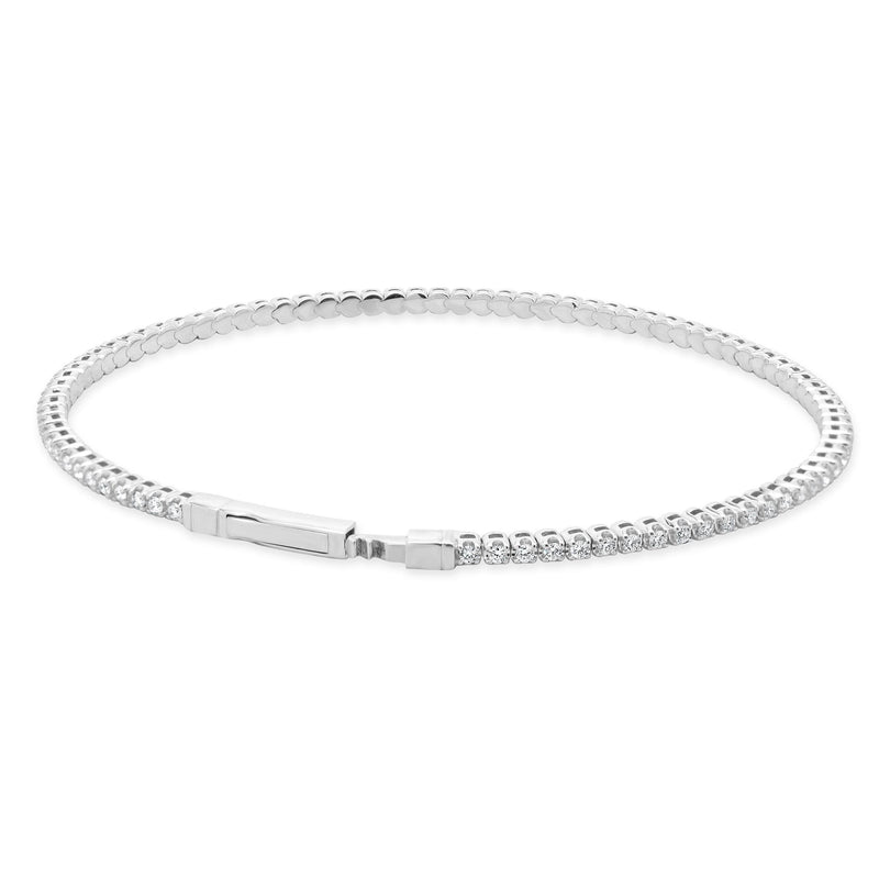 14 Karat White Gold Diamond Flex Bangle Bracelet