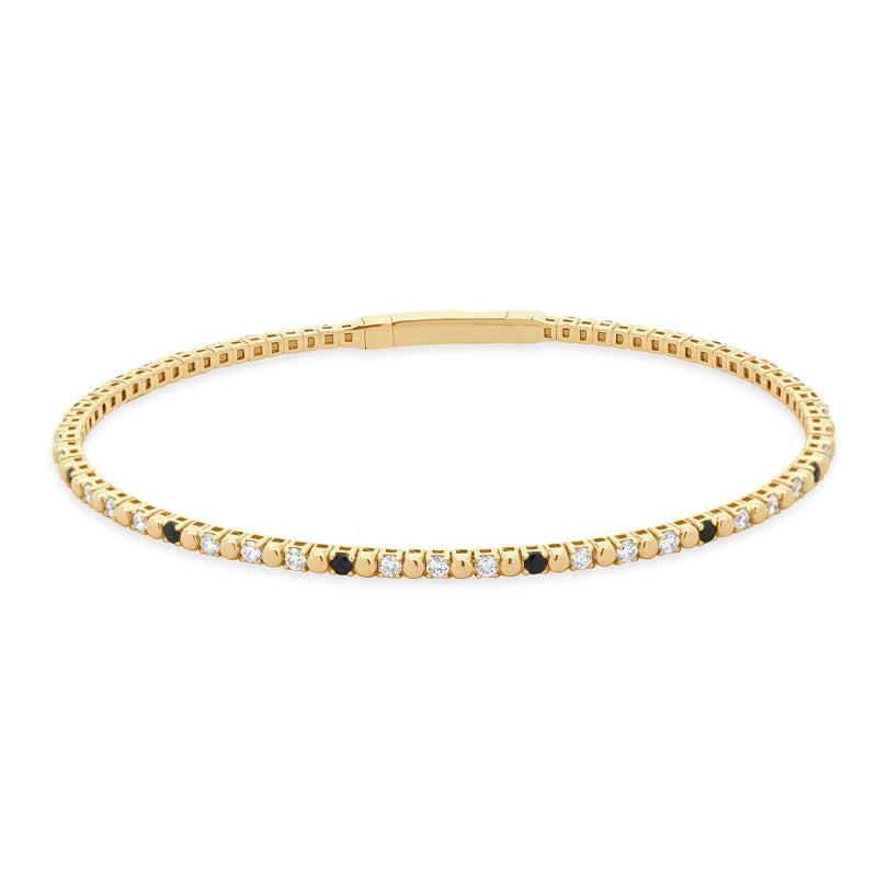 14 Karat Yellow Gold Diamond and Sapphire Flex Bracelet