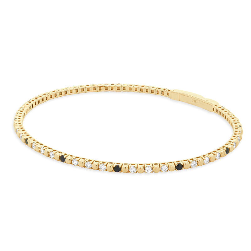 14 Karat Yellow Gold Diamond and Sapphire Flex Bracelet
