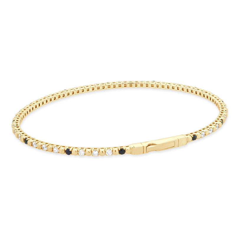 14 Karat Yellow Gold Diamond and Sapphire Flex Bracelet