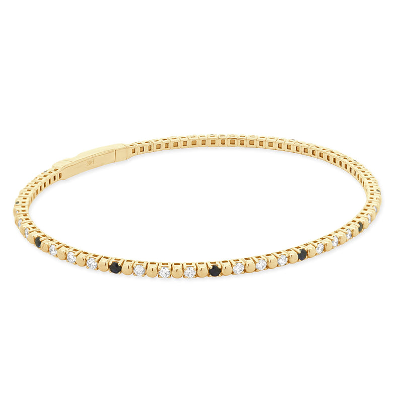 14 Karat Yellow Gold Diamond and Sapphire Flex Bracelet