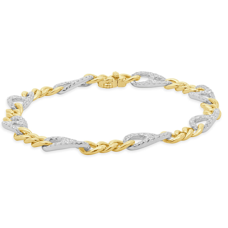 14 Karat Two Tone Diamond Gucci Link Bracelet