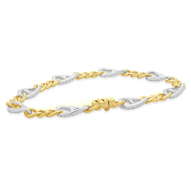 14 Karat Two Tone Diamond Gucci Link Bracelet