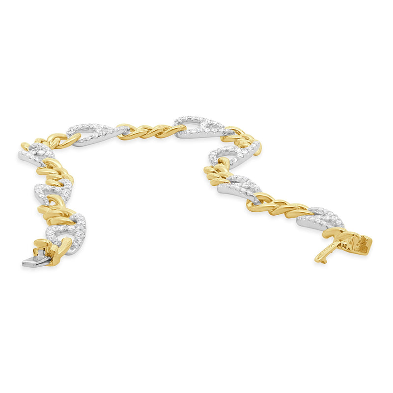 14 Karat Two Tone Diamond Gucci Link Bracelet