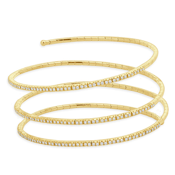 14 Karat Yellow Gold Diamond Triple Wrap Bracelet