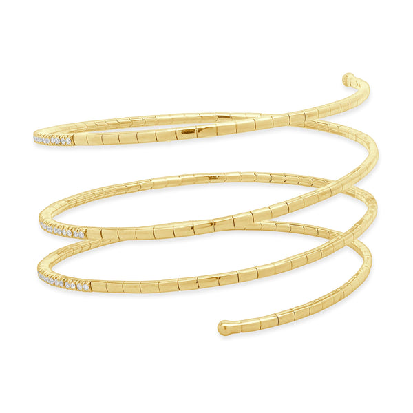 14 Karat Yellow Gold Diamond Triple Wrap Bracelet