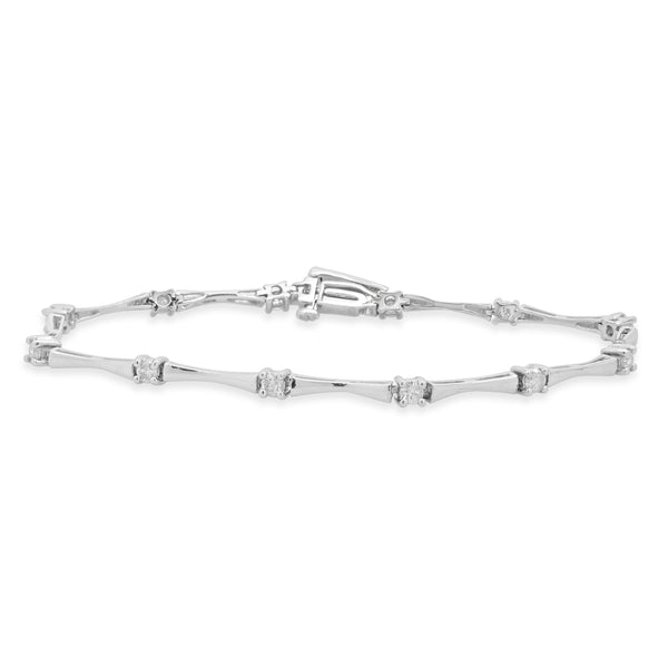 Platinum Bar Link Diamond Station Bracelet