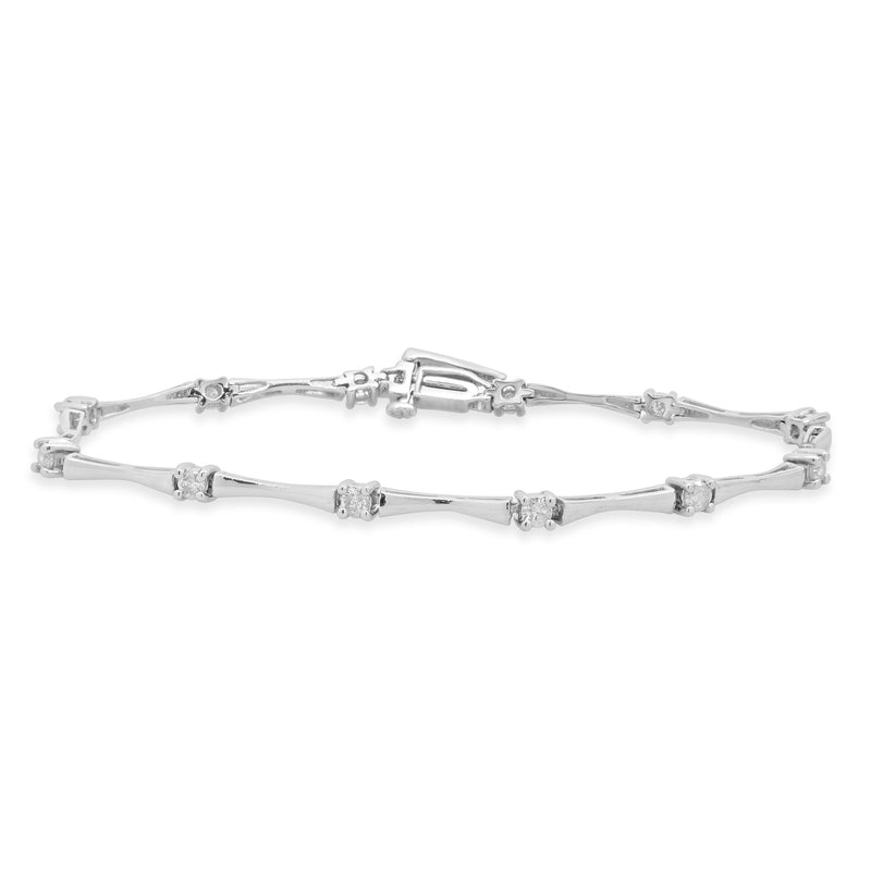 Platinum Bar Link Diamond Station Bracelet