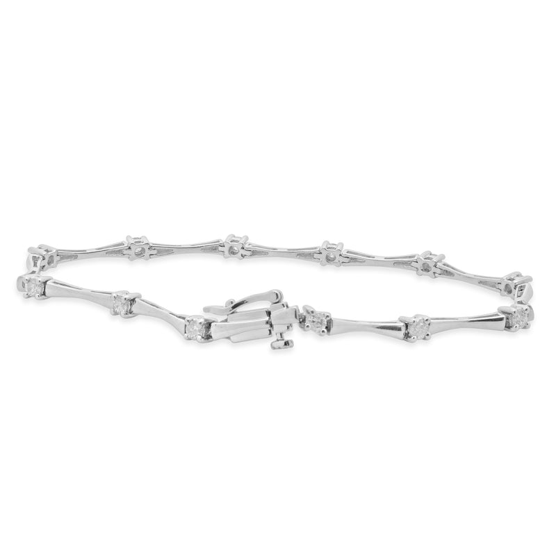 Platinum Bar Link Diamond Station Bracelet