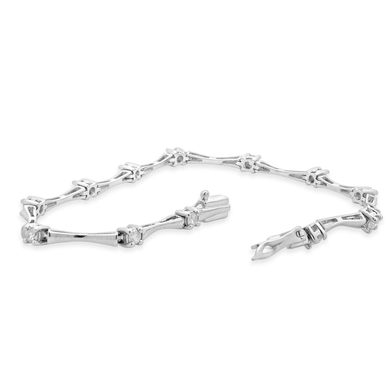 Platinum Bar Link Diamond Station Bracelet