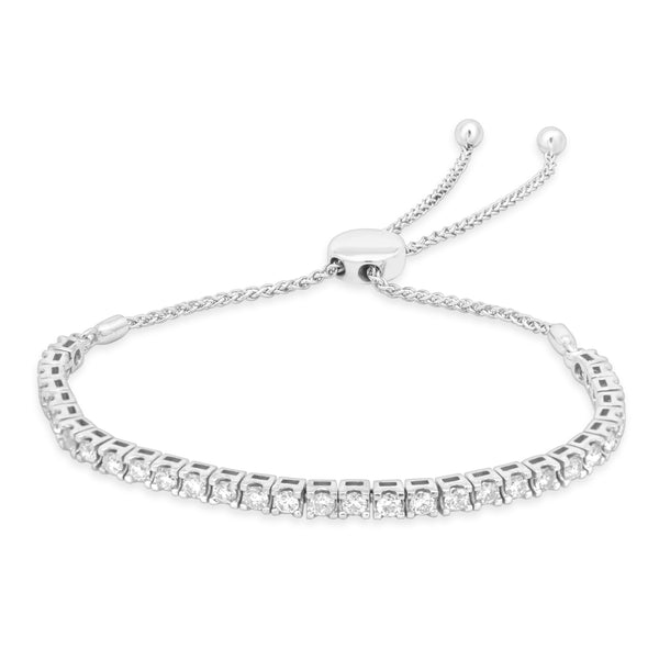 14 Karat White Gold Adjustable Bolo Bracelet