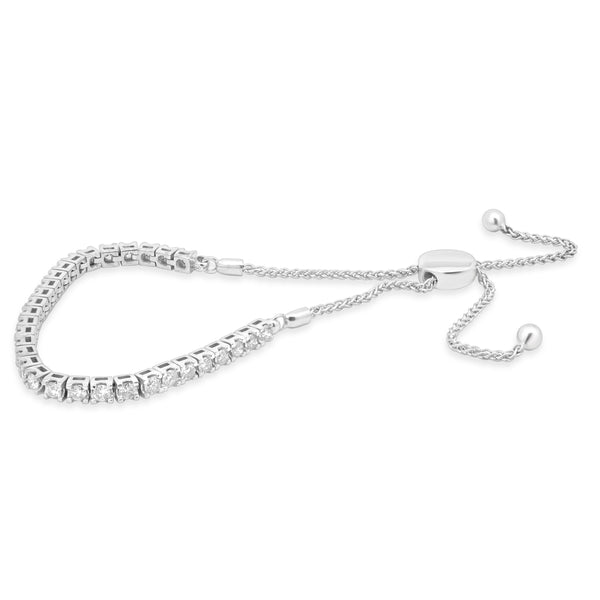 14 Karat White Gold Adjustable Bolo Bracelet