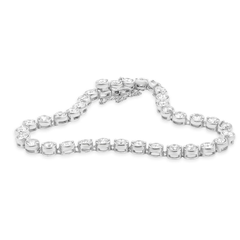 18 Karat White Gold Milgrain Bezel Set Diamond Bracelet