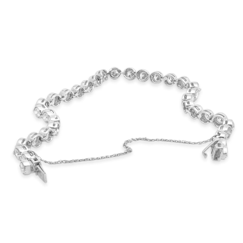 18 Karat White Gold Milgrain Bezel Set Diamond Bracelet