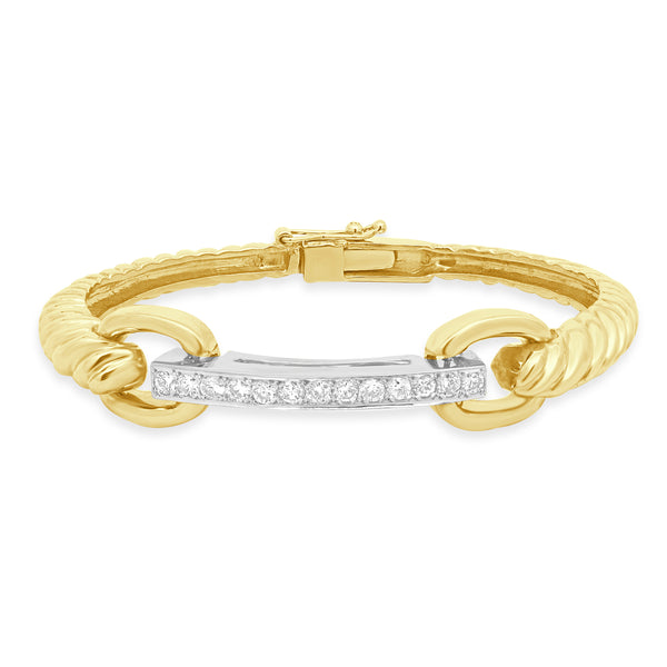 14 Karat Two- Tone Diamond Hinged Bracelet