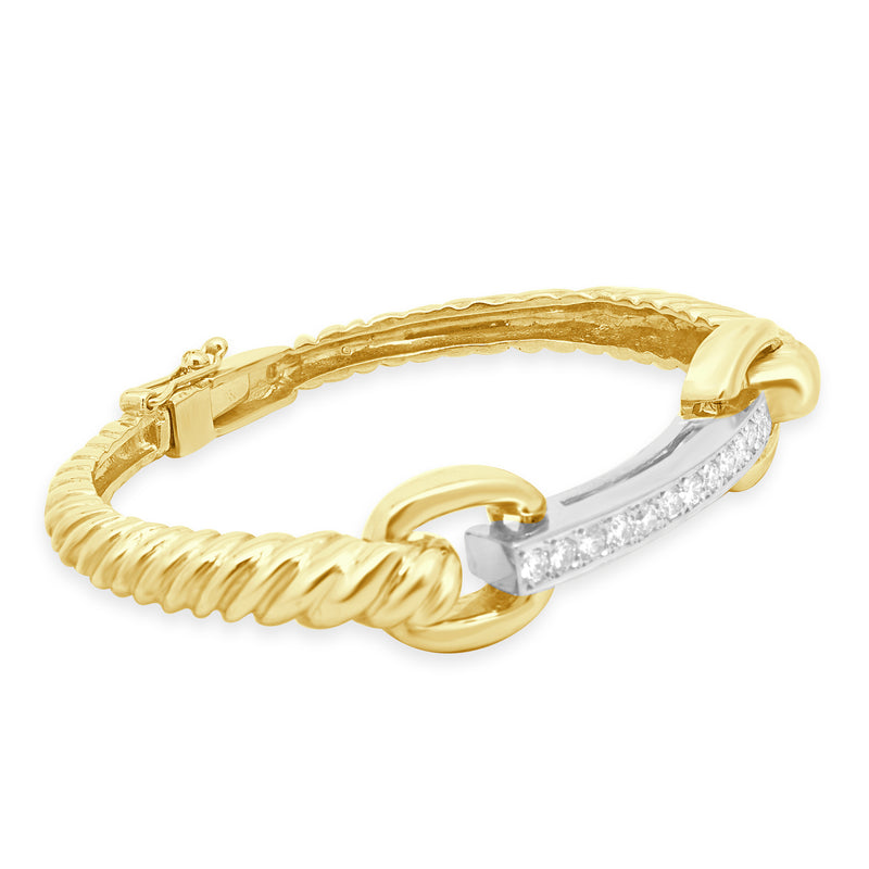 14 Karat Two- Tone Diamond Hinged Bracelet