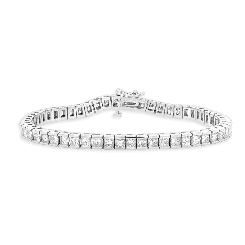 14 Karat White Gold Princess Cut Diamond Tennis Bracelet