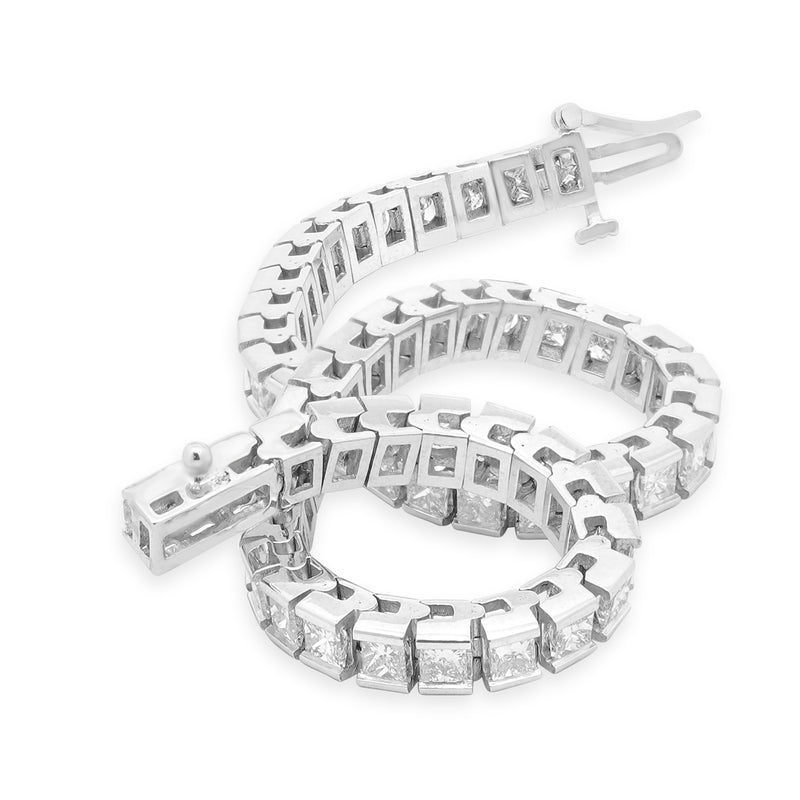 14 Karat White Gold Princess Cut Diamond Tennis Bracelet