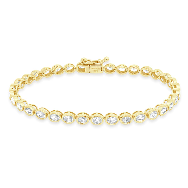 14 Karat Yellow Gold Oval Diamond Bracelet