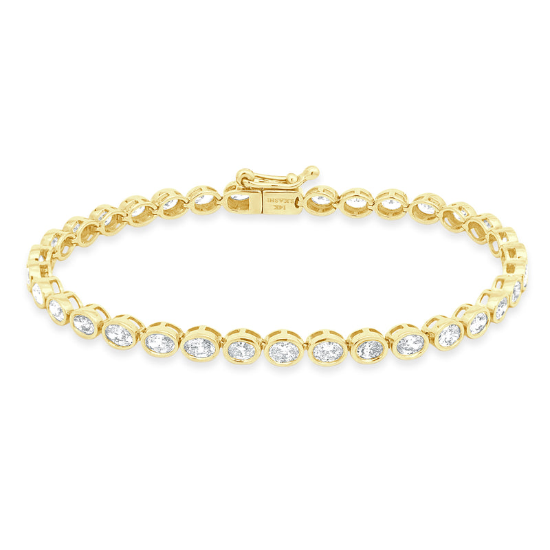 14 Karat Yellow Gold Oval Diamond Bracelet
