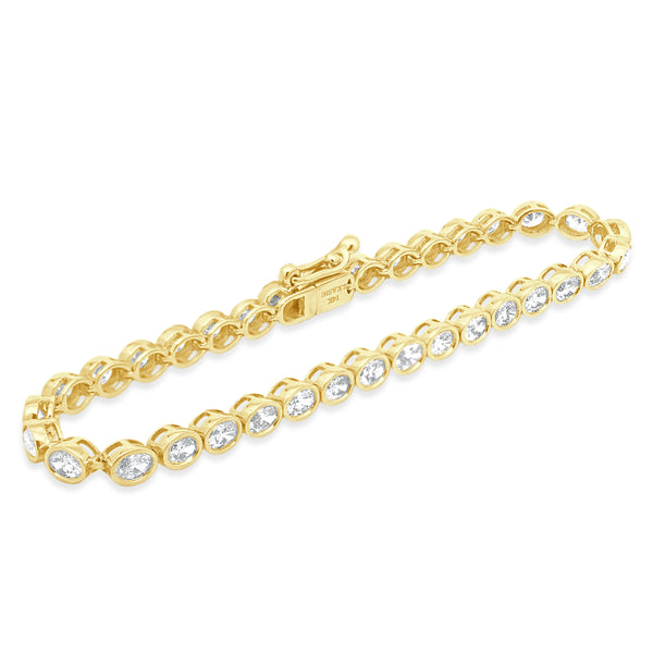 14 Karat Yellow Gold Oval Diamond Bracelet