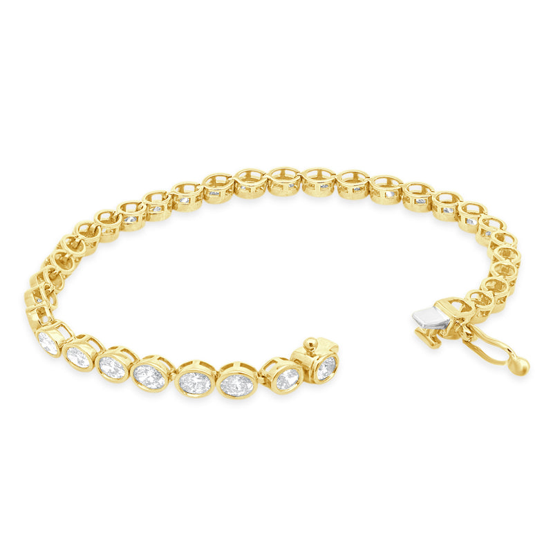 14 Karat Yellow Gold Oval Diamond Bracelet