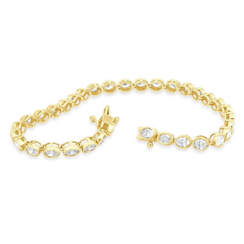 14 Karat Yellow Gold Oval Diamond Bracelet