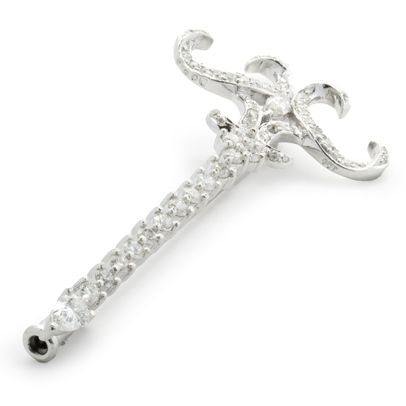 18 Karat White Gold Diamond Sword Pin