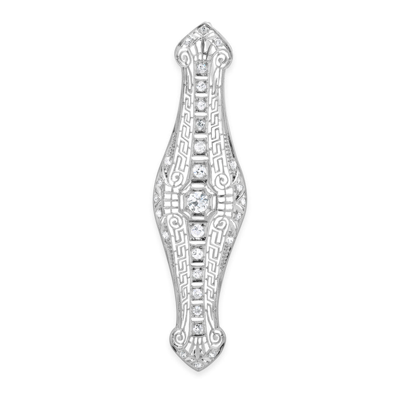 Platinum & 14 Karat White Gold Vintage Diamond Pin