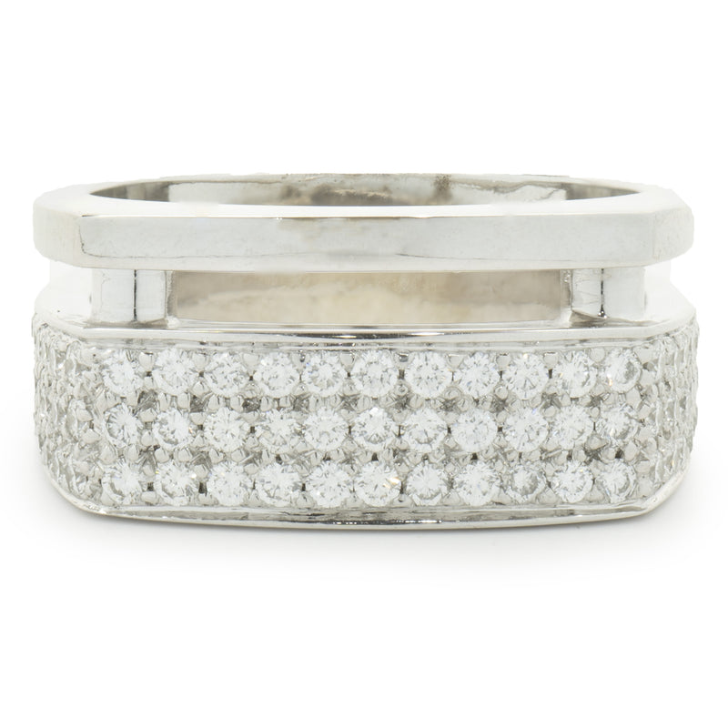 Gauthier 14 Karat White Gold Pave Diamond Split Structure Ring
