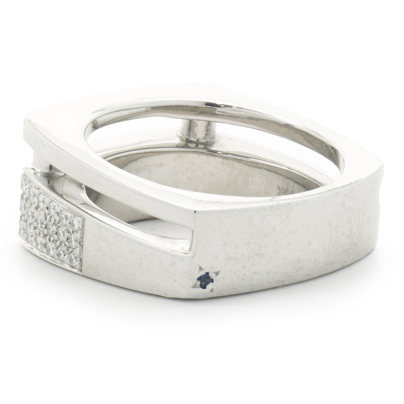 Gauthier 14 Karat White Gold Pave Diamond Split Structure Ring